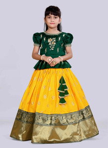 Wommaniya Impex Girls Lehenga Choli Ethnic Wear Self Design Lehenga Choli