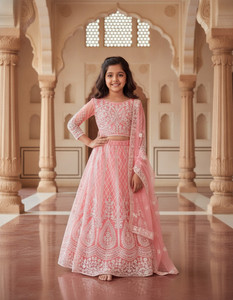 Gheludi Girls Lehenga Choli Ethnic Wear, Party Wear Embroidered Lehenga, Choli and Dupatta Set