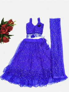 Atierking Girls Lehenga Choli Fusion Wear Printed Lehenga, Choli and Dupatta Set