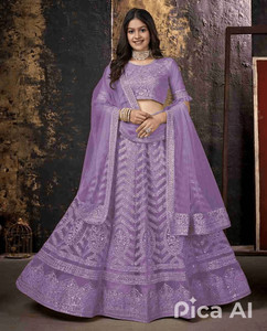RUKHA FAB Girls Lehenga Choli Party Wear Embroidered Lehenga, Choli and Dupatta Set