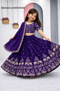 KKCRETION Indi Girls Lehenga Choli Ethnic Wear Embroidered Lehenga, Choli and Dupatta Set
