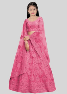 PILUDI Girls Lehenga Choli Ethnic Wear Embroidered Lehenga, Choli and Dupatta Set