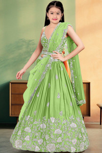 Women Wed Girls Lehenga Choli Ethnic Wear Embroidered Lehenga, Choli and Dupatta Set