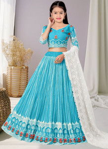 F Plus fashion Girls Lehenga Choli Ethnic Wear Embellished Lehenga, Choli and Dupatta Set