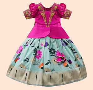 Wommaniya Impex Baby Girls Lehenga Choli Ethnic Wear Floral Print Lehenga Choli
