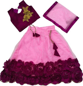 satyamfab Girls Lehenga Choli Ethnic Wear Embroidered Lehenga, Choli and Dupatta Set