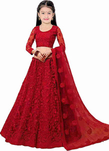 F Plus fashion Girls Lehenga Choli Party Wear Self Design Lehenga, Choli and Dupatta Set