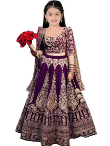 The Fashion Prime Girls Lehenga Choli Ethnic Wear Embroidered Lehenga, Choli and Dupatta Set