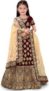 Chidiya Fab Girls Lehenga Choli Ethnic Wear Embroidered Ghagra, Choli, Dupatta Set
