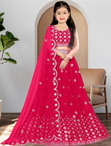Harshiv Creation Baby Girls Lehenga Choli Ethnic Wear Embroidered Lehenga, Choli and Dupatta Set