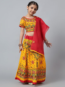 Little Dreams Girls Lehenga Choli Ethnic Wear Embroidered Lehenga, Choli and Dupatta Set