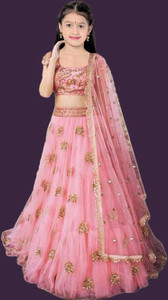 FULPARI Girls Lehenga Choli Ethnic Wear Embroidered Lehenga, Choli and Dupatta Set