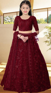 NEw BHARAT SALES Girls Lehenga Choli Ethnic Wear Embroidered Lehenga, Choli and Dupatta Set