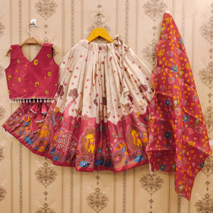 Ethnos Fashion Girls Lehenga Choli Ethnic Wear, Party Wear Printed Lehenga, Choli and Dupatta Set