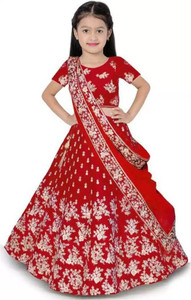 KEVIJA Indi Baby Girls Lehenga Choli Ethnic Wear Embroidered Lehenga, Choli and Dupatta Set