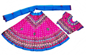 Classic Kiku Girls Lehenga Choli Ethnic Wear Embroidered Lehenga, Choli and Dupatta Set