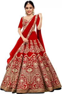Wemation Girls Lehenga Choli Ethnic Wear Embroidered Lehenga, Choli and Dupatta Set