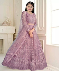 Gheludi Girls Lehenga Choli Ethnic Wear Embroidered Lehenga, Choli and Dupatta Set