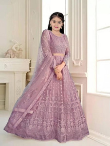 Gheludi Girls Lehenga Choli Ethnic Wear Embroidered Lehenga, Choli and Dupatta Set