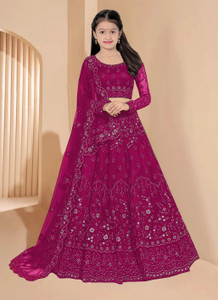 KESHAVI CREATION Girls Lehenga Choli Ethnic Wear Embroidered Lehenga, Choli and Dupatta Set