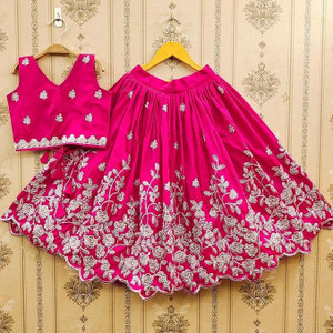 RaghuveerEnt Girls Lehenga Choli Ethnic Wear Embroidered Lehenga Choli