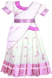 NITHILA CREATIONS Baby Girls Lehenga Choli Ethnic Wear Self Design Lehenga, Choli and Dupatta Set