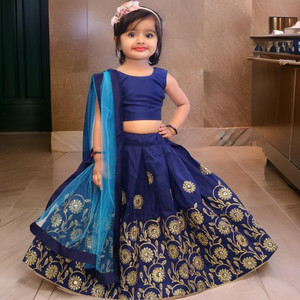SHREE FASHIONFAB Indi Baby Girls Lehenga Choli Party Wear Embroidered Lehenga, Choli and Dupatta Set