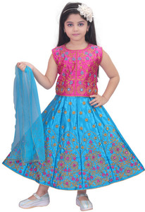 Taniya Kolkata Girls Lehenga Choli Ethnic Wear Embroidered Lehenga, Choli and Dupatta Set
