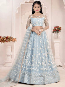 PILUDI Girls Lehenga Choli Western Wear Embroidered Lehenga, Choli and Dupatta Set