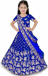 KEVIJA Indi Girls Lehenga Choli Ethnic Wear Embroidered Lehenga, Choli and Dupatta Set