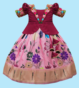 Wommaniya Impex Baby Girls Lehenga Choli Ethnic Wear Floral Print Lehenga Choli