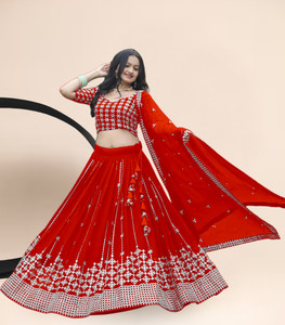 F Plus fashion Embroidered Semi Stitched Lehenga Choli