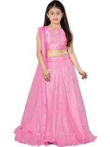KESHAVI CREATION Girls Lehenga Choli Party Wear Embellished Lehenga, Choli and Dupatta Set