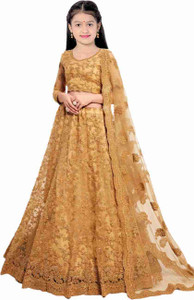 Clothes Shop Girls Lehenga Choli Ethnic Wear Embroidered Lehenga, Choli and Dupatta Set