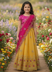 kalbherav Girls Lehenga Choli Ethnic Wear, Party Wear Embroidered Lehenga, Choli and Dupatta Set