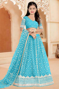 Femisha Creation Girls Lehenga Choli Ethnic Wear Embroidered Lehenga, Choli and Dupatta Set