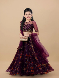 PILUDI Girls Lehenga Choli Ethnic Wear Embellished Lehenga, Choli and Dupatta Set