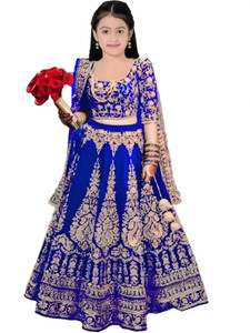 The Fashion Prime Girls Lehenga Choli Ethnic Wear Embroidered Lehenga, Choli and Dupatta Set