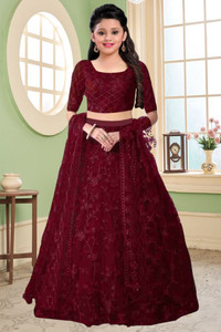 Harshiv Creation Girls Lehenga Choli Ethnic Wear Embroidered, Self Design Lehenga, Choli and Dupatta Set