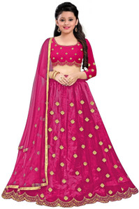 Harshiv Creation Girls Lehenga Choli Ethnic Wear Embroidered Lehenga, Choli and Dupatta Set