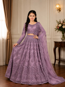 Ethvika fab Girls Lehenga Choli Ethnic Wear Embroidered Lehenga, Choli and Dupatta Set
