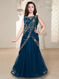 Wommaniya Impex Girls Lehenga Choli Ethnic Wear, Fusion Wear Embroidered Lehenga, Choli and Dupatta Set