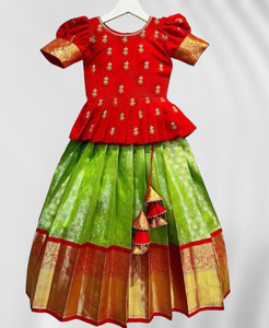 NIMBARKCREATION Baby Girls Lehenga Choli Ethnic Wear, Ethnic Wear, Party Wear, Western Wear Embroidered, Floral Print Lehenga Choli