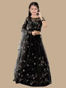 PILUDI Girls Lehenga Choli Ethnic Wear Embroidered Lehenga, Choli and Dupatta Set