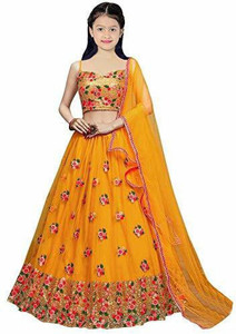 F Plus fashion Girls Lehenga Choli Ethnic Wear Embroidered Lehenga, Choli and Dupatta Set