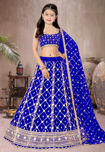 Women Wed Girls Lehenga Choli Ethnic Wear Embroidered Lehenga, Choli and Dupatta Set