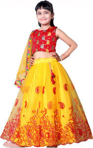 sainur creation Baby Girls Lehenga Choli Ethnic Wear Embroidered Lehenga, Choli and Dupatta Set