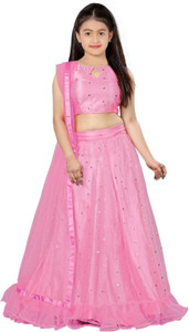 KESHAVI CREATION Girls Lehenga Choli Party Wear Embellished Lehenga, Choli and Dupatta Set