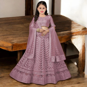 D.G.ITALIYA TRENDZ Girls Lehenga Choli Ethnic Wear Embroidered Lehenga, Choli and Dupatta Set