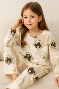 jatvedas Kids Nightwear Girls Printed Polyester Blend